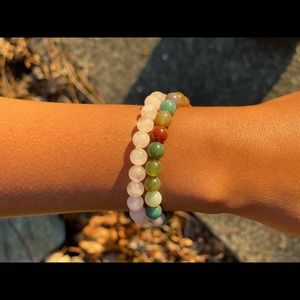 Rose quartz and colorful jade bracelet